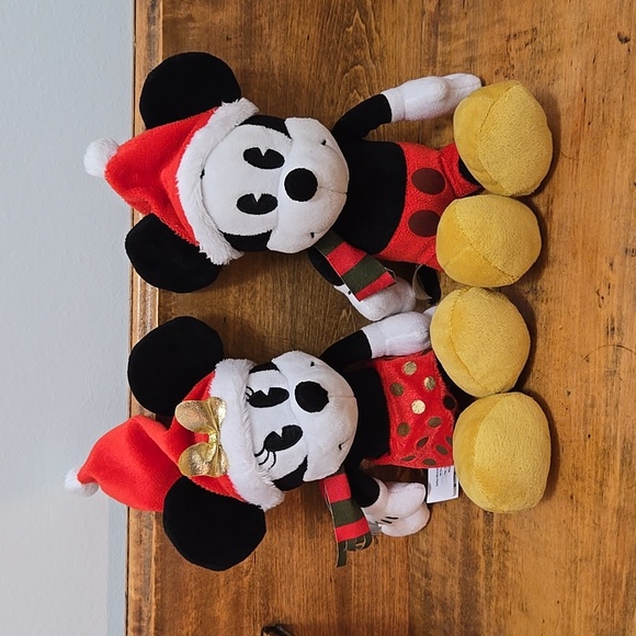 DISNEY MICKEY & MINNIE CHRISTMAS PLUSH - Picture 1 of 6